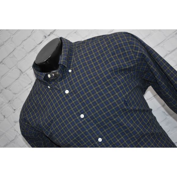 Polo Ralph Lauren Dress Shirt Mens Size XLT TALL Fit Cotton Green Blue Plaids - Picture 1 of 6